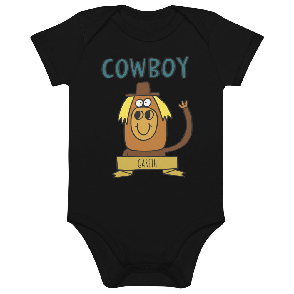 Cowboy - Personalised organic cotton baby bodysuit