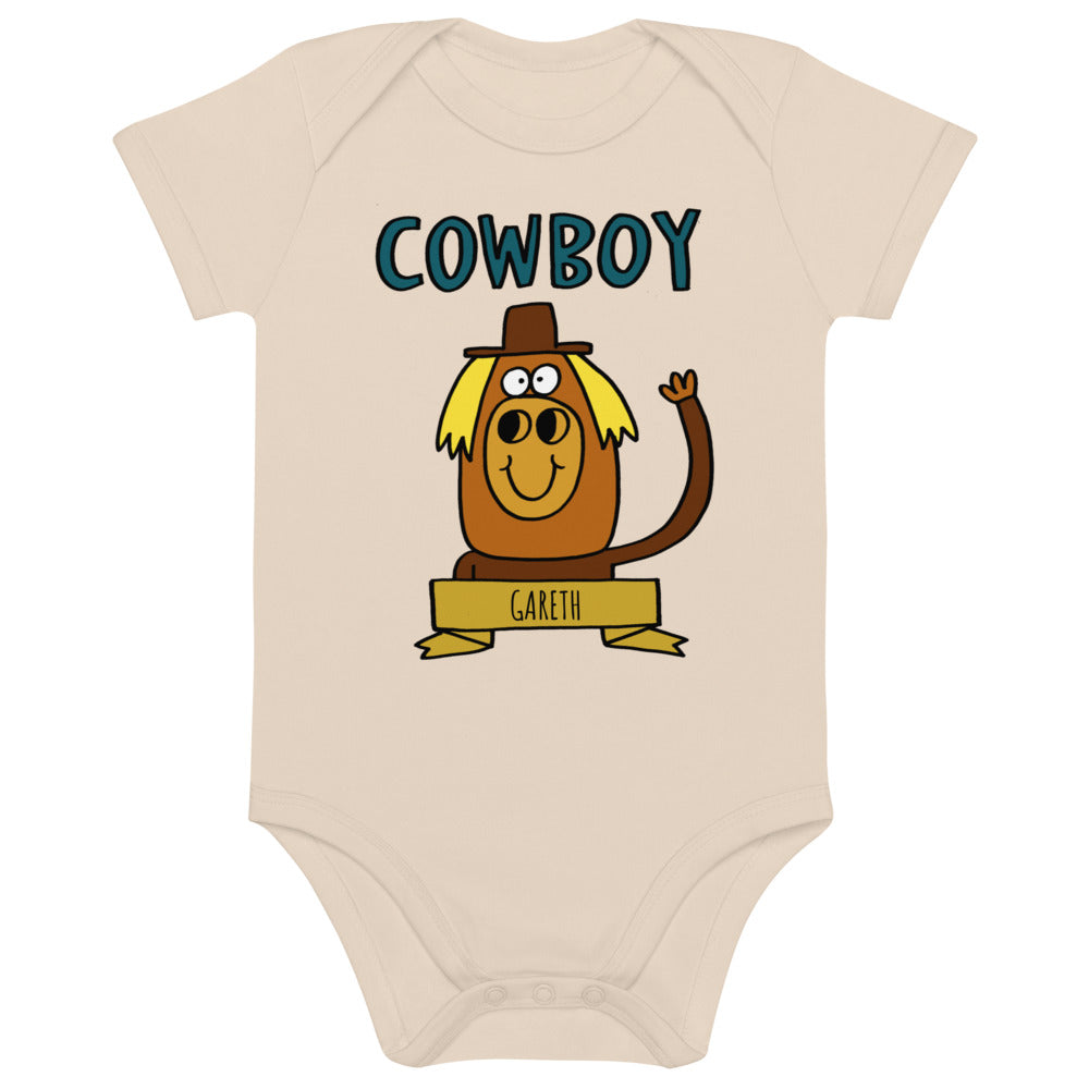 Cowboy - Personalised organic cotton baby bodysuit