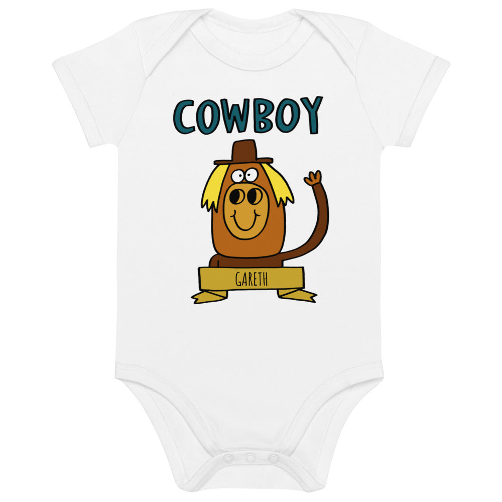 Cowboy - Personalised organic cotton baby bodysuit