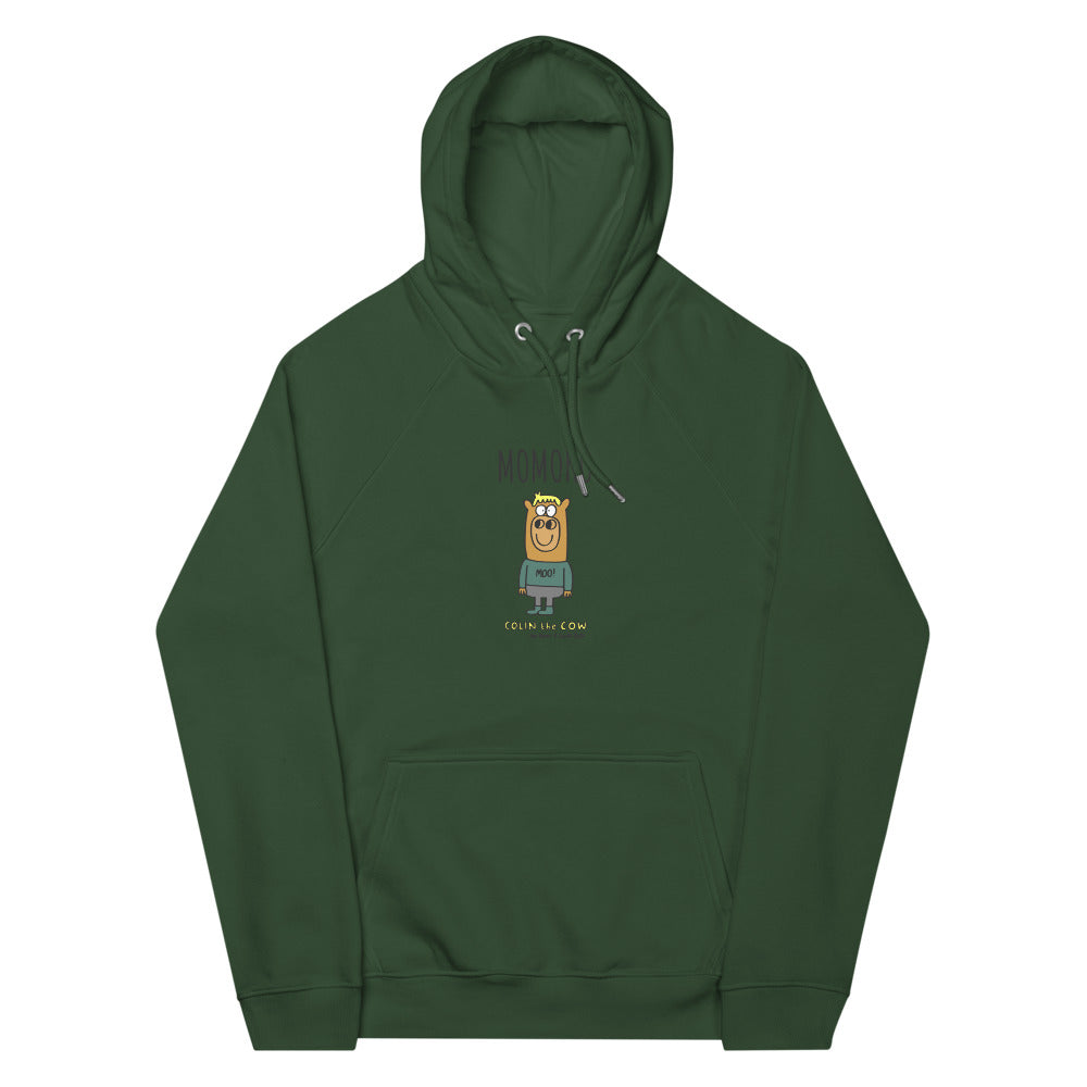 Colin the Cow - Personalised unisex eco raglan hoodie