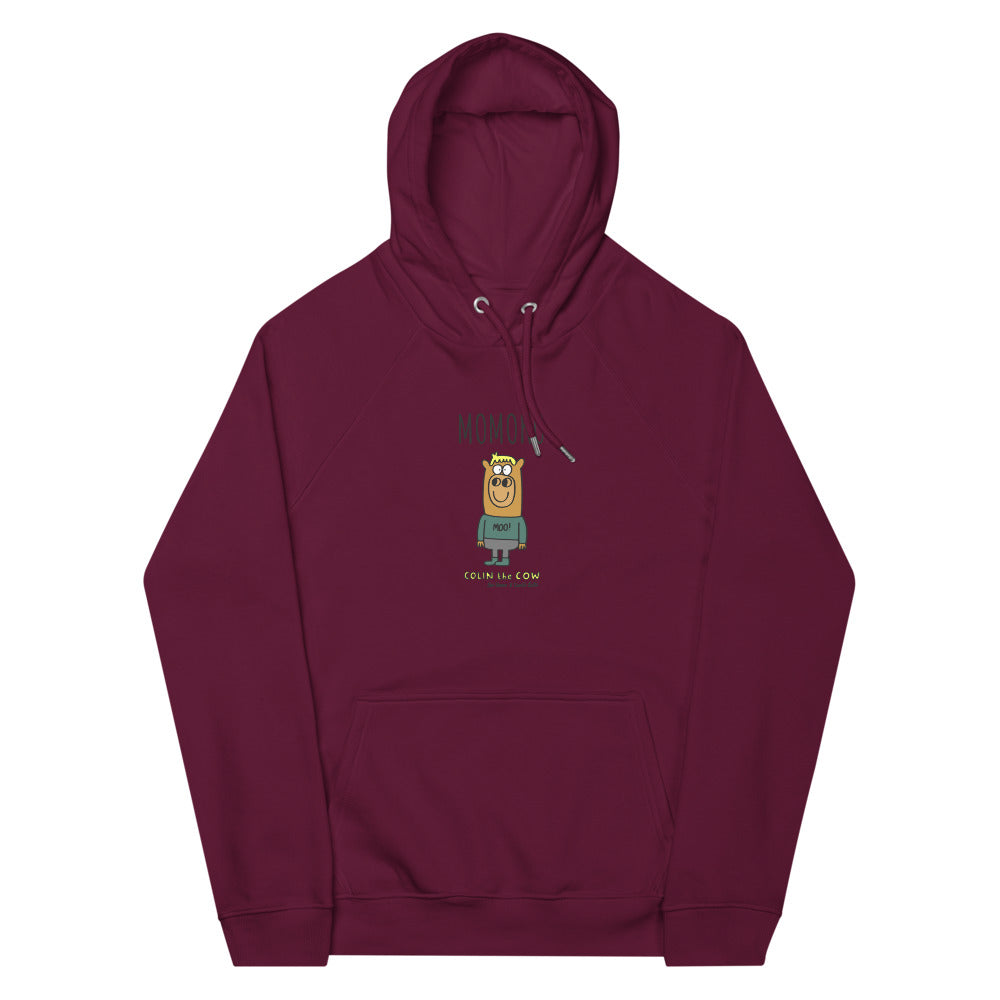 Colin the Cow - Personalised unisex eco raglan hoodie