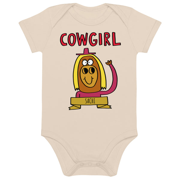 Cowgirl - Personalised organic cotton baby bodysuit