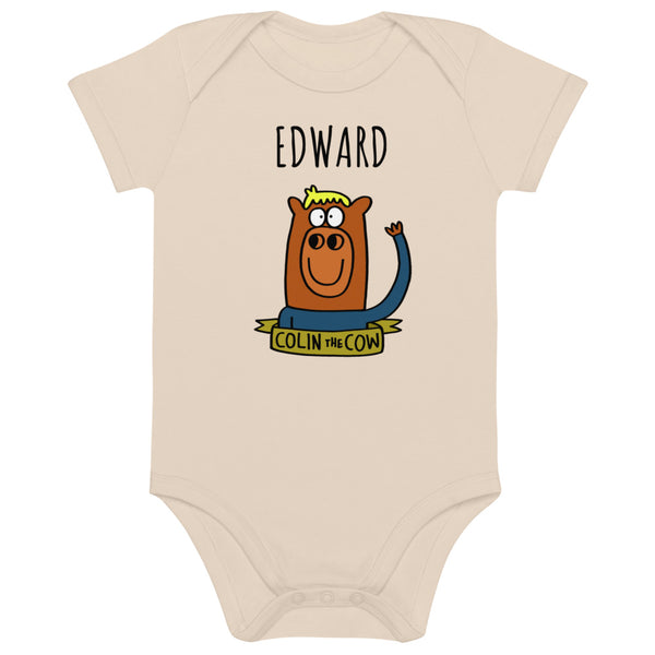 Colin Waving - Personalised organic cotton baby bodysuit