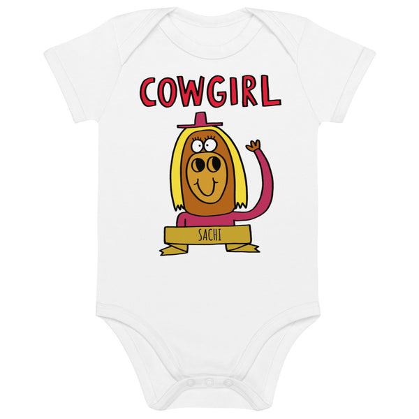 Cowgirl - Personalised organic cotton baby bodysuit