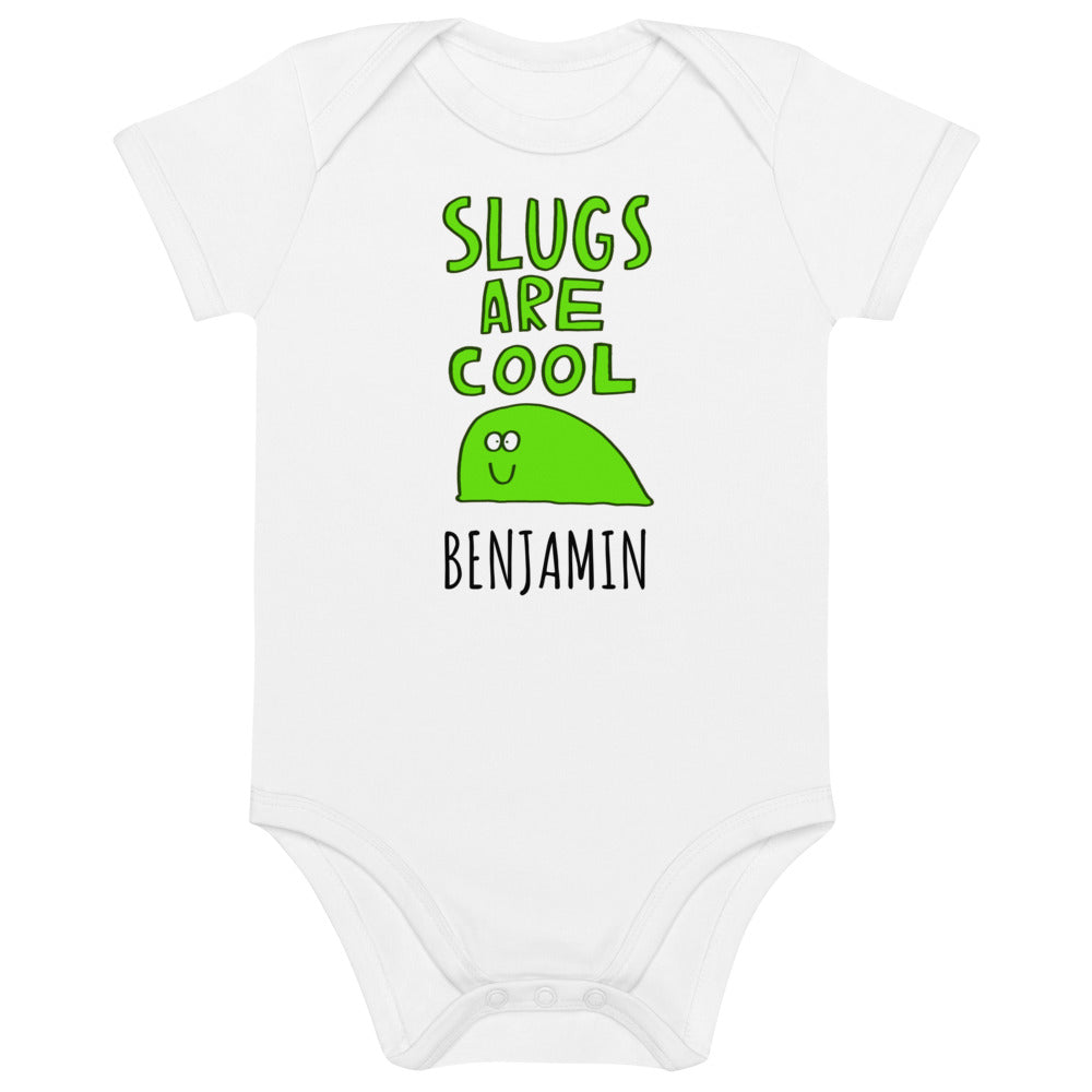 Dave the Slug - Personalised organic cotton baby bodysuit