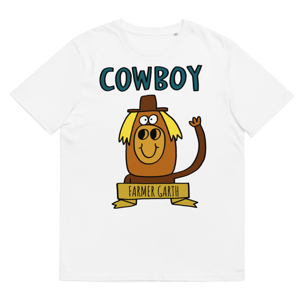 Cowboy - Personalised unisex organic cotton t-shirt - white